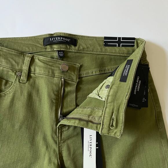 Liverpool Kennedy Crop Straight Jeans Women's 6/28 in Eucalyptus Green $109 NWT - Picture 5 of 14